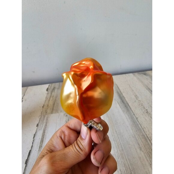 old world owc Clip Rose Orange glass Xmas tree vintage - Picture 2 of 8